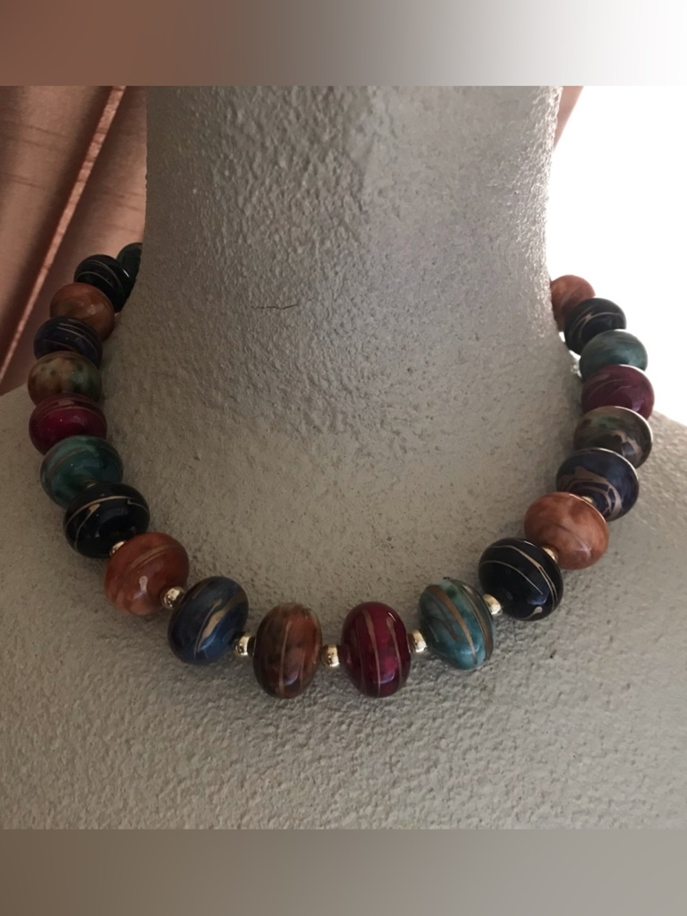 Handcrafted Multicolor Glass Bead Necklace & Bracelet